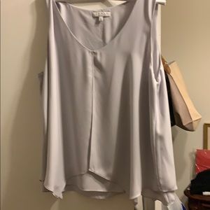Chaus light gray sleeveless top with overlay xl